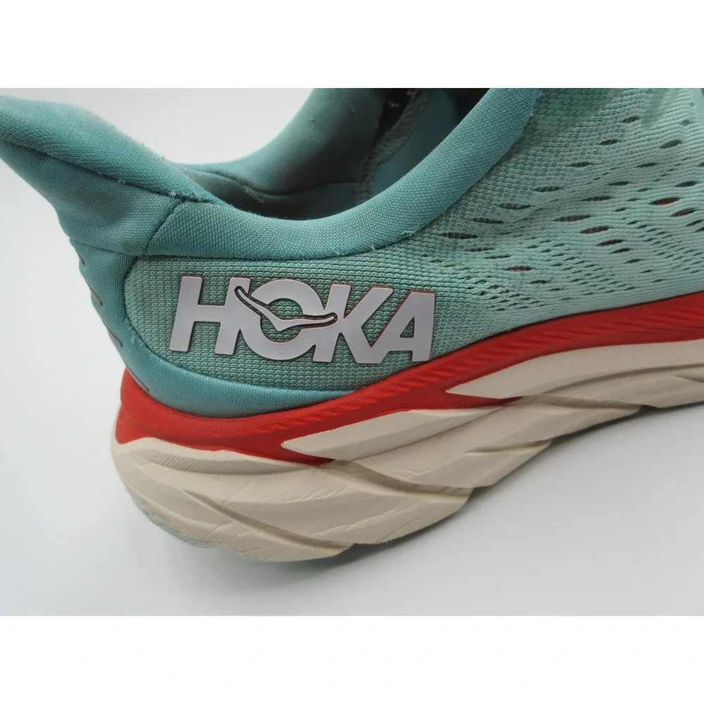 HOKA Clifton 8 Shoes Womens‎ Size 8 Blue Teal Red Running Cushioned 1119394 AEBL